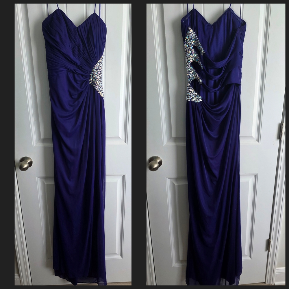 Dark Purple Strapless Gown with Rhinesrone Detail
